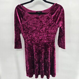 Forever 21 Pink Magenta Crushed Velvet Mini Dress Long Sleeves Size Large
